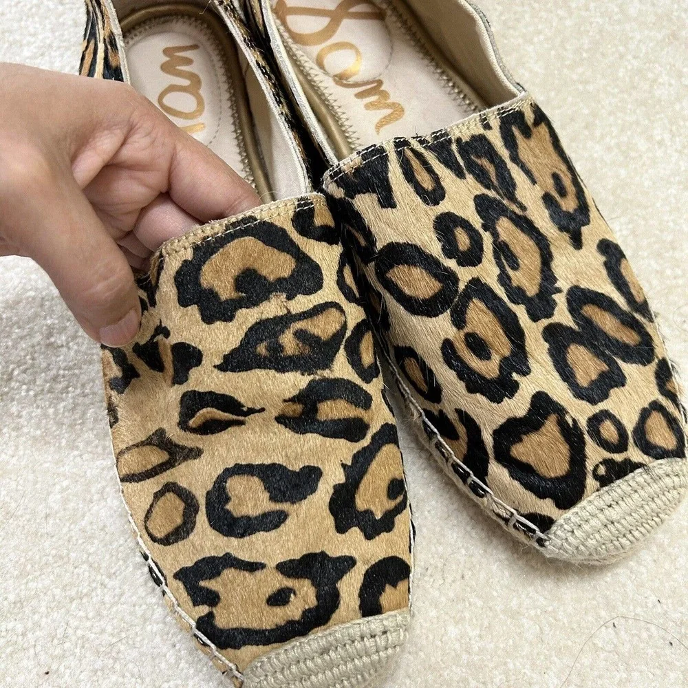 Sam Edelman Flats Size 9M Khloe Leopard Print‎ Calf Hair Slip On Espadrilles